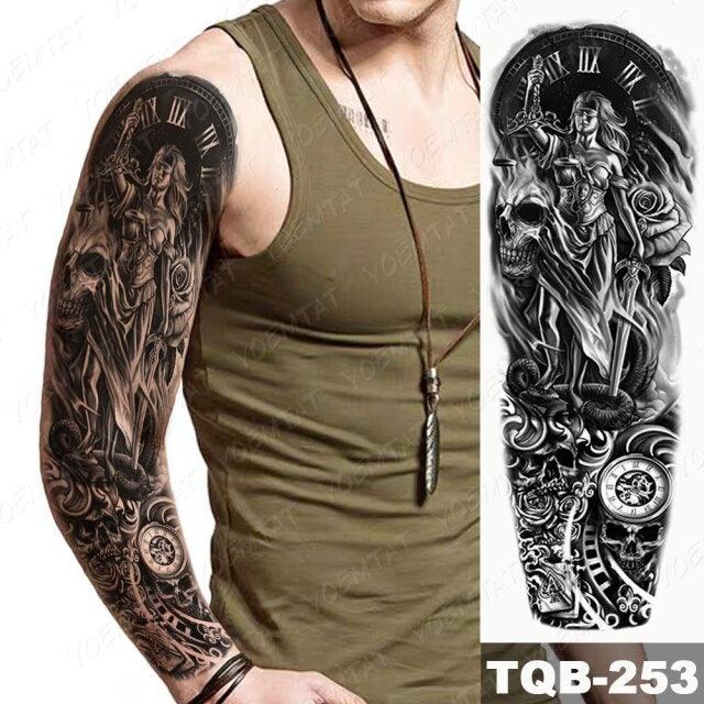 Full Women Man Realistic Waterproof Temporary Tattoo Tiger Stickers Luxury Big Design For Arm Thigh