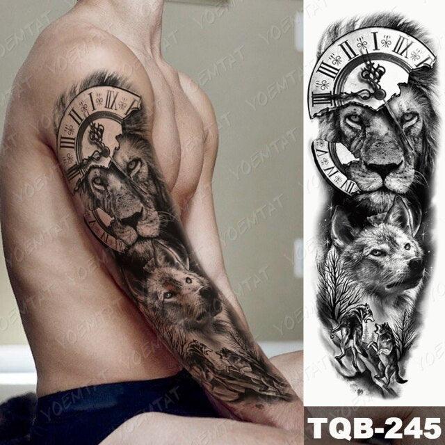 Full Women Man Realistic Waterproof Temporary Tattoo Tiger Stickers Luxury Big Design For Arm Thigh