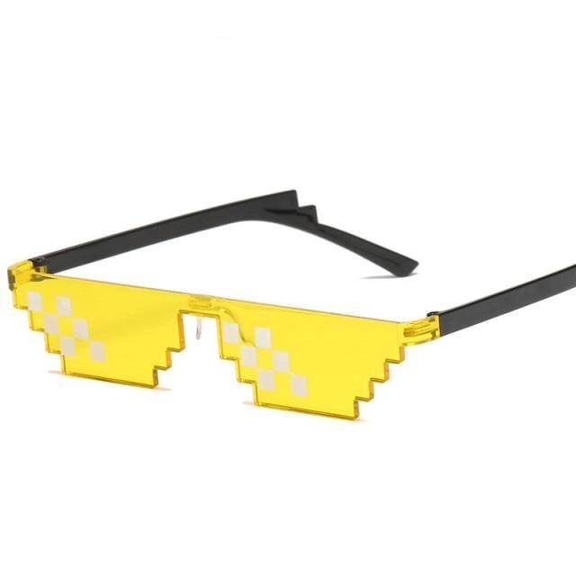 Funny Mosaic Sunglasses For Women New Elegant Vintage Small Frame Glasses For Lady New Retro Shape Metal Design Sunglasses, Men Women Glass 8 Bit Pixel Mosaic Glasses Photo Props Unisex Sunglass