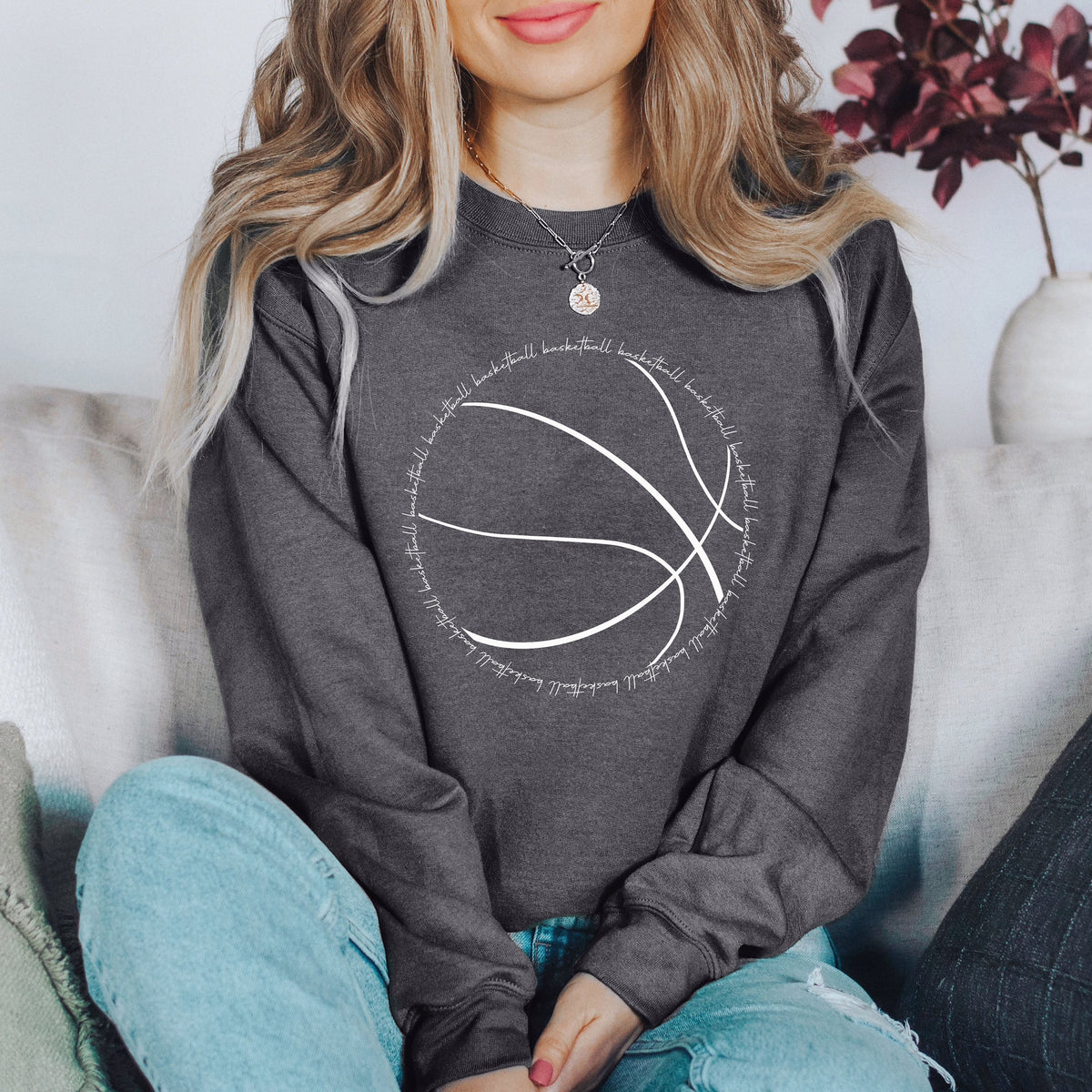 Chic Basketball Word Art Statement Graphic Design For Courtside Style Sweatshirt