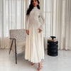 Geometric Lace Mock Neck Maxi Dress (MS397)