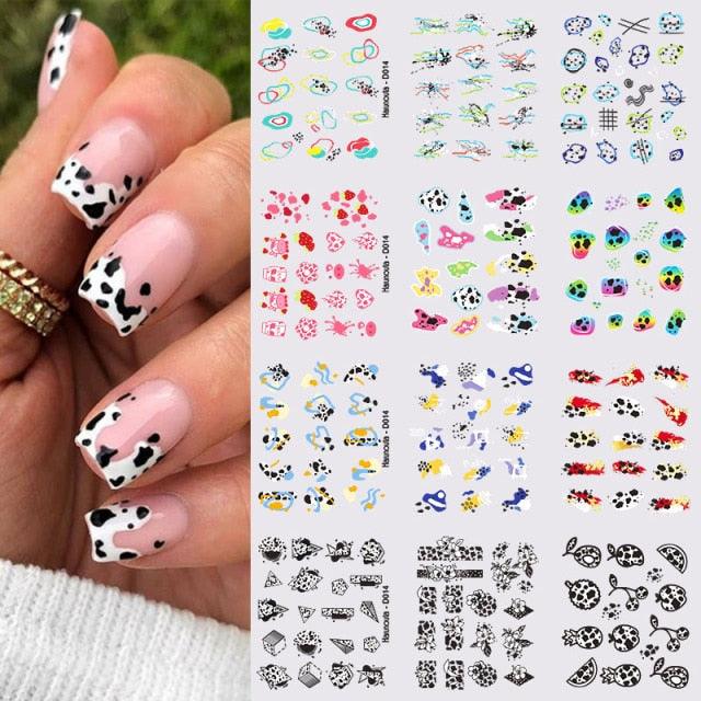 Geometrics Blue Flower Leaves Water Decals Stickers Special Floral Transfer Slider For Nails Decoration Nail Art Stickers Black White Flower Palm Leaf Nail Self-Adhesive Decals Nail Stickers Water Transfer Fresh Nail Decals for Nail Art Butterfly Palm