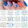 Geometrics Blue Flower Leaves Water Decals Stickers Special Floral Transfer Slider For Nails Decoration Nail Art Stickers Black White Flower Palm Leaf Nail Self-Adhesive Decals Nail Stickers Water Transfer Fresh Nail Decals for Nail Art Butterfly Palm
