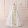 Girls Embroidered Princess Dress with Tulle Overlay(MKG022)