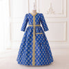 Girls Royal Blue Printed Kaftan Dress(MKG023)