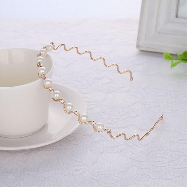 Girls Shiny Luxury Rhinestone Hair Band High Quality Diamond Pearls Hair Hoop Accessories for Women Crystal Headbands Ornaments