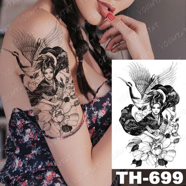 Gladiator Temporary Tattoo Sticker Flower Waterproof Big Modern Womens Mens Body Tattoo Luxury Design