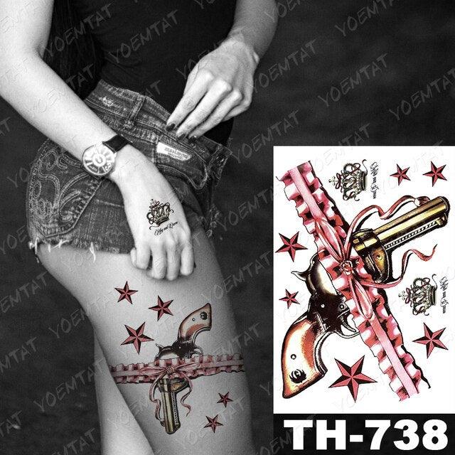 Gladiator Temporary Tattoo Sticker Flower Waterproof Big Modern Womens Mens Body Tattoo Luxury Design