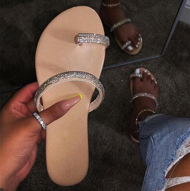 Glitter Slippers Women Summer Sandals Fashion Bling Candy Color Flip Flops Beach Diamond Flat Outdoor Sandals Slip On Sandals Slide Glitter Bling Casual Sandal Flat Open Toe Sparkle Slides