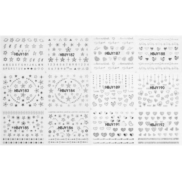 Gold Moon Star 3D Nail Stickers Ultra-thin Adhesive Decals Nail Art Decorations Stamping Manicure Nails Stickers Tool 3d Nail Decal Stickers Manicure Nail Art Decoration Accessories Holographic Old English Character Nail Self-Adhesive Sticker