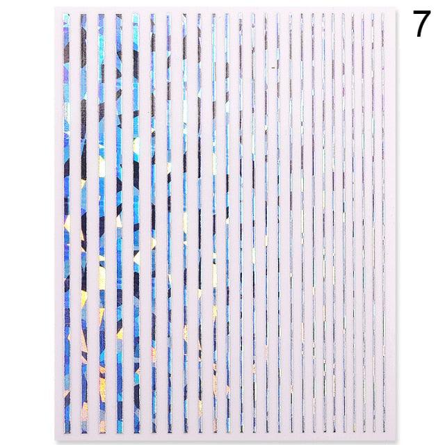 Gold Silver 3D Nail Sticker Curve Stripe Lines Nails Stickers Gradient Adhesive Striping Tape Nail Art Stickers Decal Decoration Metallic Curve Strip Line Nail Decal Self-Adhesive 3D Wave Design Decoration for Women Girls