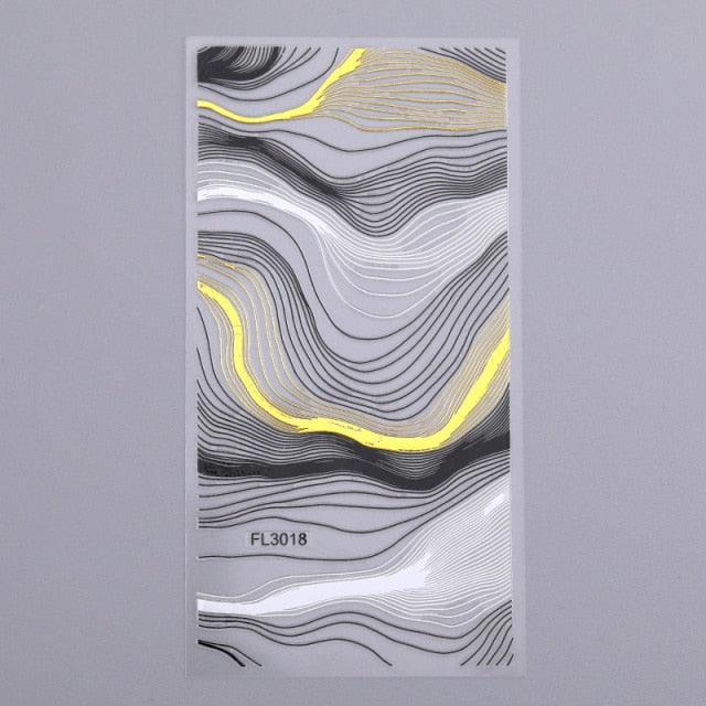 Gold Silver 3D Nail Sticker Curve Stripe Lines Nails Stickers Gradient Adhesive Striping Tape Nail Art Stickers Decal Decoration Metallic Curve Strip Line Nail Decal Self-Adhesive 3D Wave Design Decoration for Women Girls