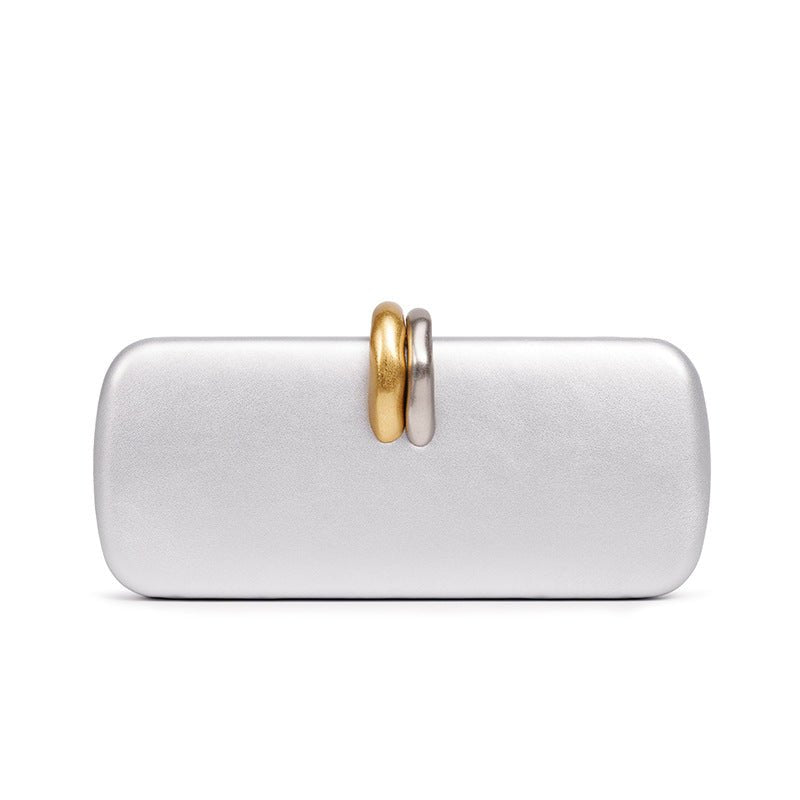Gold & Silver Accent Structured Clutch Bag(MAC429)