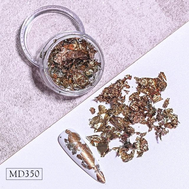 Gold Silver Irregular Aluminum Foil Paper Nail Art Sticker 3D Glitter Manicure UV Gel Polish Nail Decoration Tools Decoration Stickers Decoration New Gold Nail Transfer Foils for Nail Arts Nails Supply Holographic Effect Nail Art Foil Stickers