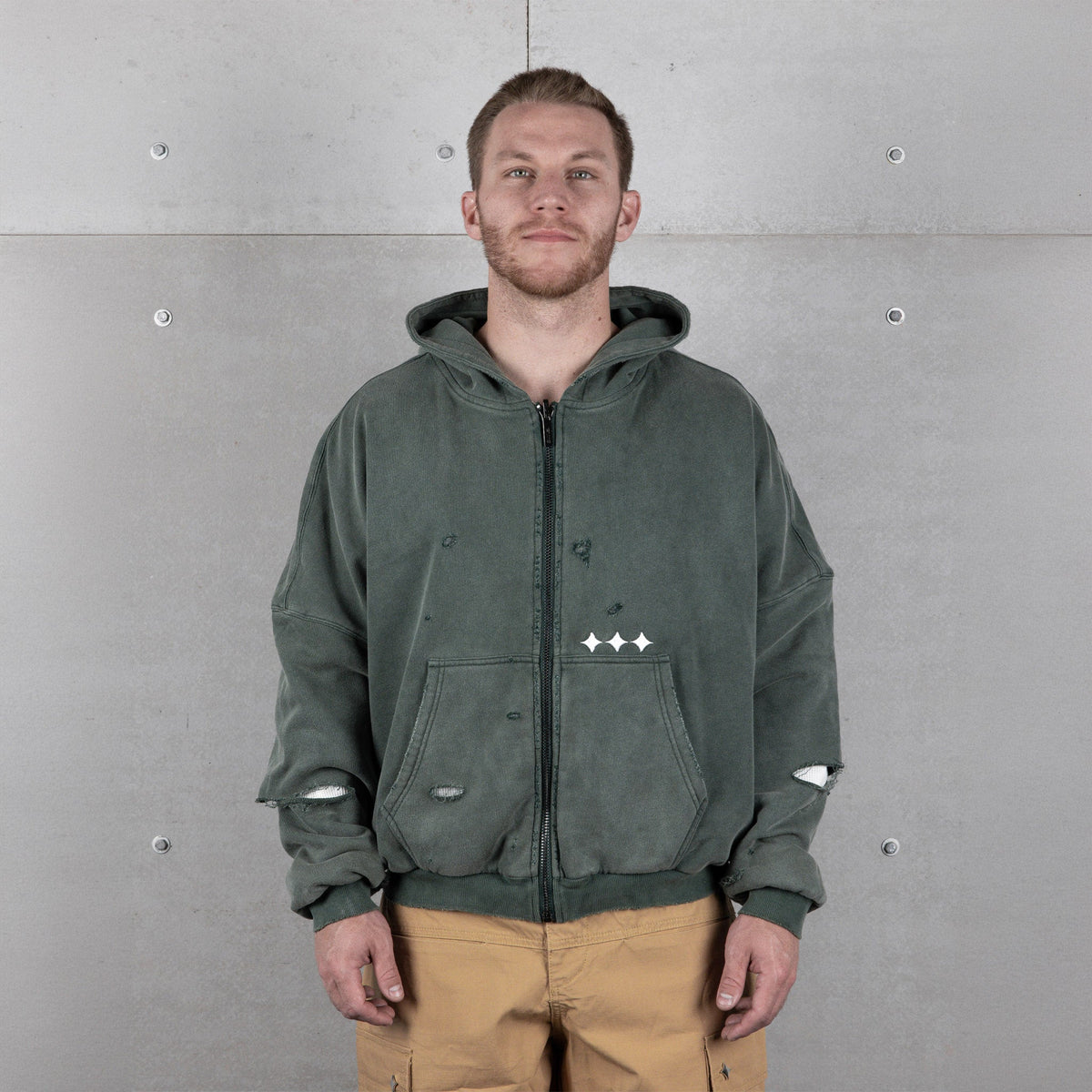 Commons Reversible Thermal Zip Up Faded Green/White
