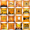 Halloween Cushion Cover Horror Pumpkin Printed Pillow Case Orange And Black Pillow Cover Pumpkin Farmhouse Deco Happy Halloween Decorative Pillow Case For Home  45x45CM