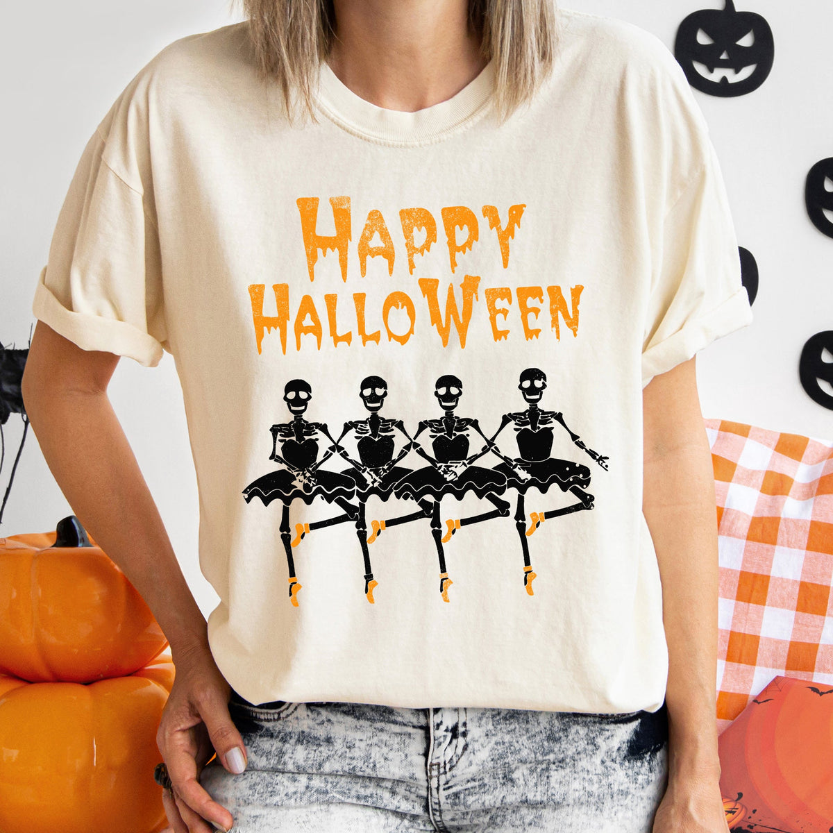 Happy Halloween Ballerinas Retro Halloween Dance Party Night Edition Comfort Colors Tee