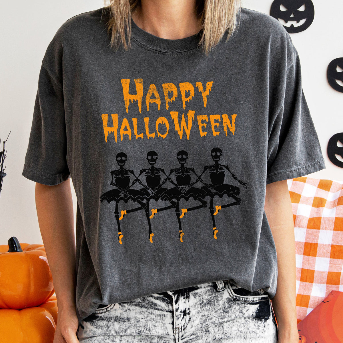 Happy Halloween Ballerinas Retro Halloween Dance Party Night Edition Comfort Colors Tee