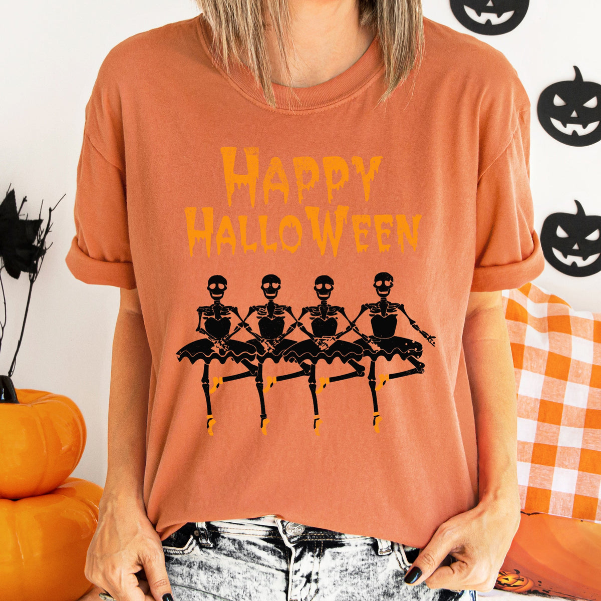 Happy Halloween Ballerinas Retro Halloween Dance Party Night Edition Comfort Colors Tee