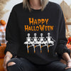 Halloween Ballerinas Vintage Cozy Night Scene Illustration With Autumn Mood Sweatshirt