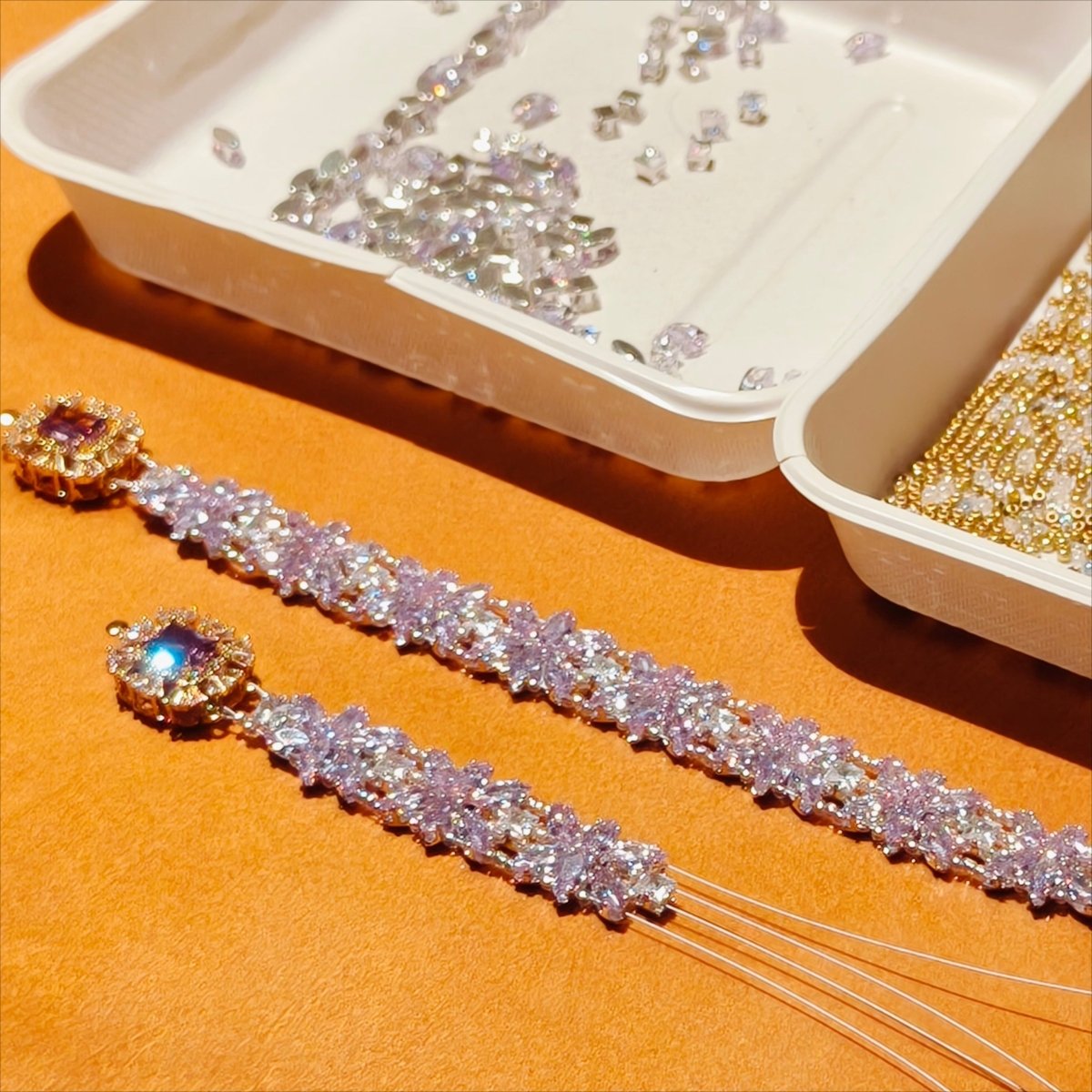 Handcrafted Crystal Floral Bracelet | Sparkling Statement Jewelry | Elegant Art-Inspired Accessory for Women (MAC348)