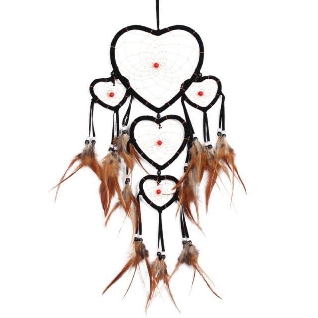 Handmade Dream-catcher Traditional Heart Dream Catching Ornaments Feather Ornaments Wall Car Hanging Wind Chimes Ornaments Home Hanging Room Birthday Decoration For Mom Pendants Ornaments