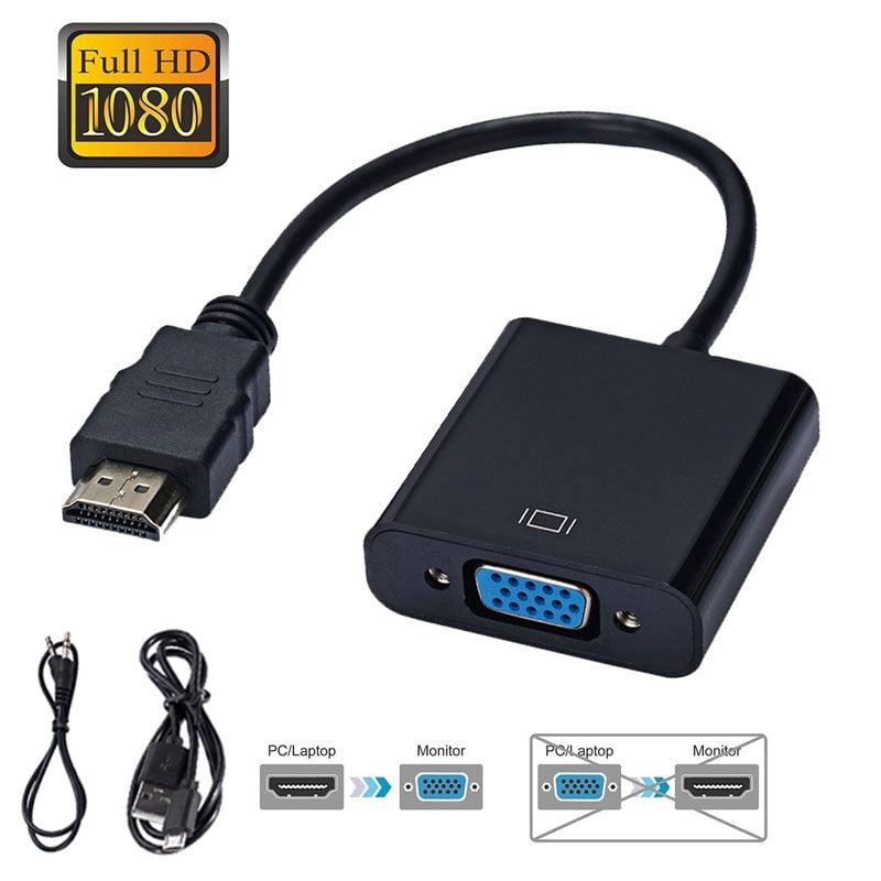 HD 1080P HDMI Compatible To VGA Adapter Converter Cable Gold-Plated HDMI to VGA Adapter For Laptop TV To Projector Display HDTV