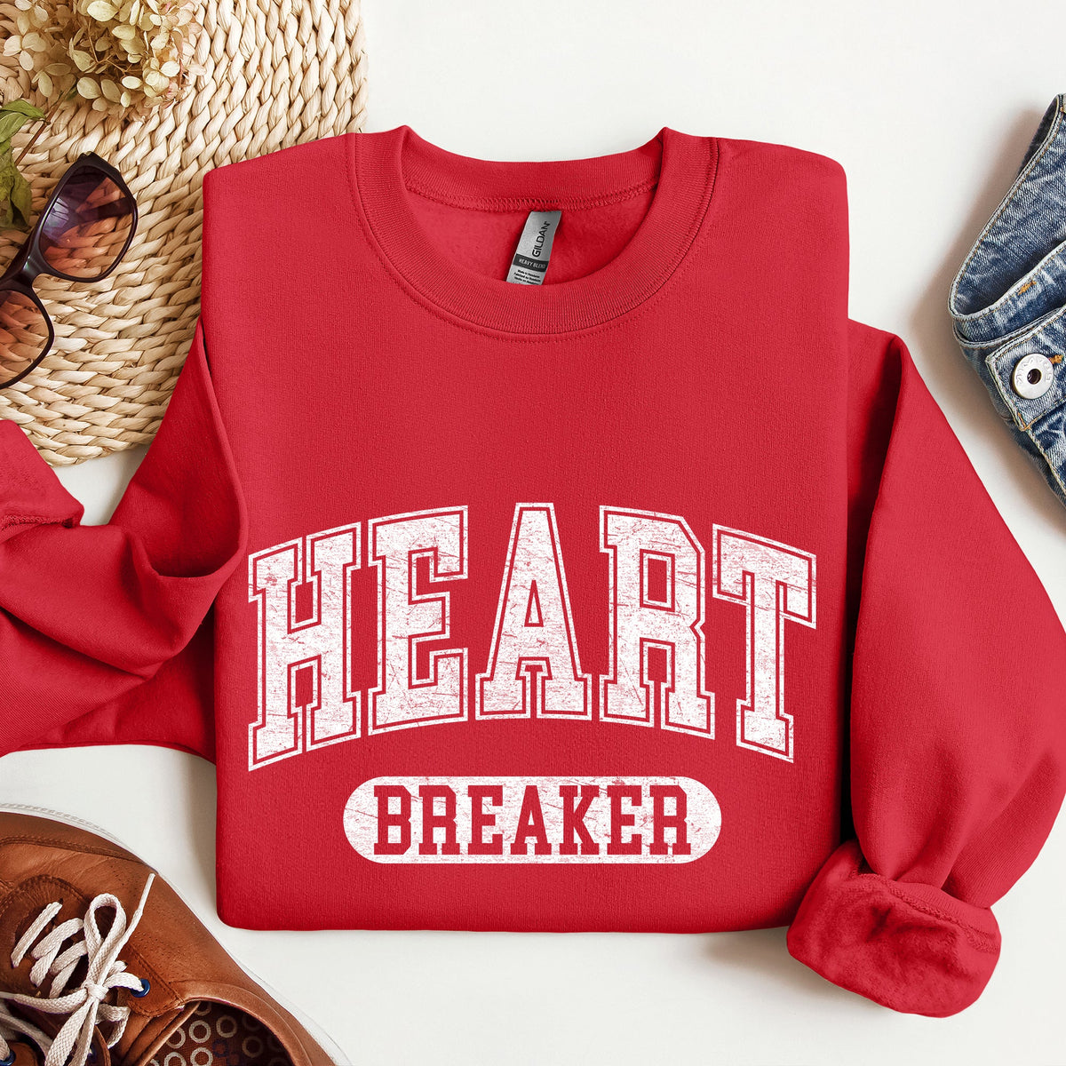 Heart Breaker Collegiate Love Valentine Edition Heartfelt Statement Forever Sweatshirt