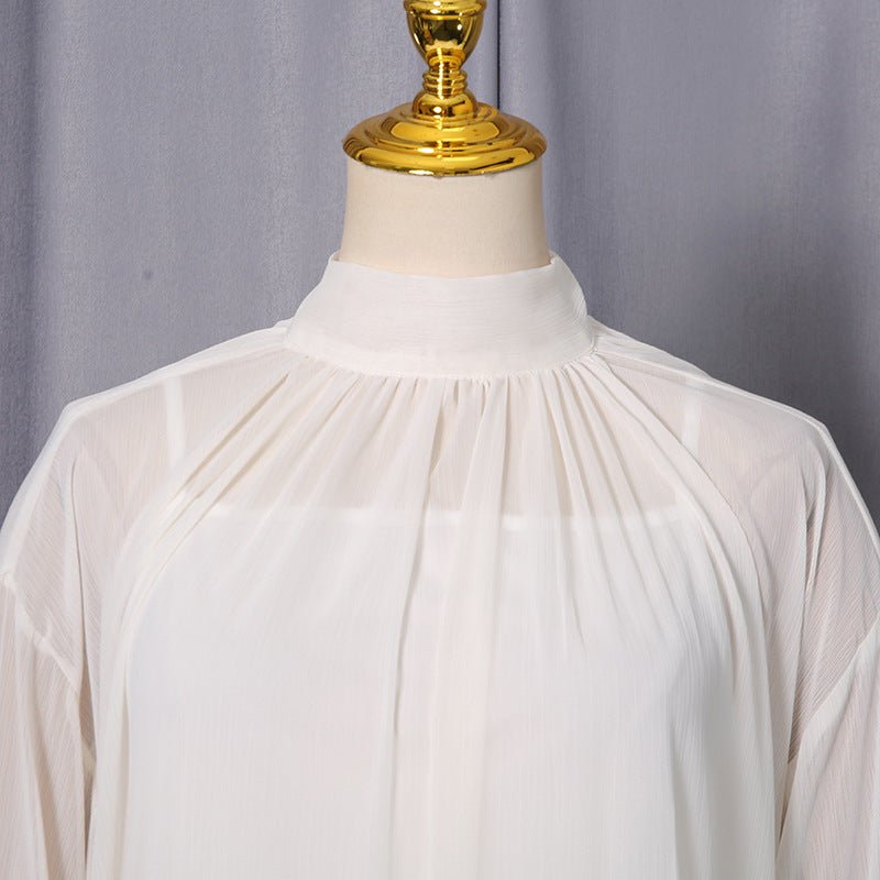 High Neck Ruffle Sleeve Dress(MS360)
