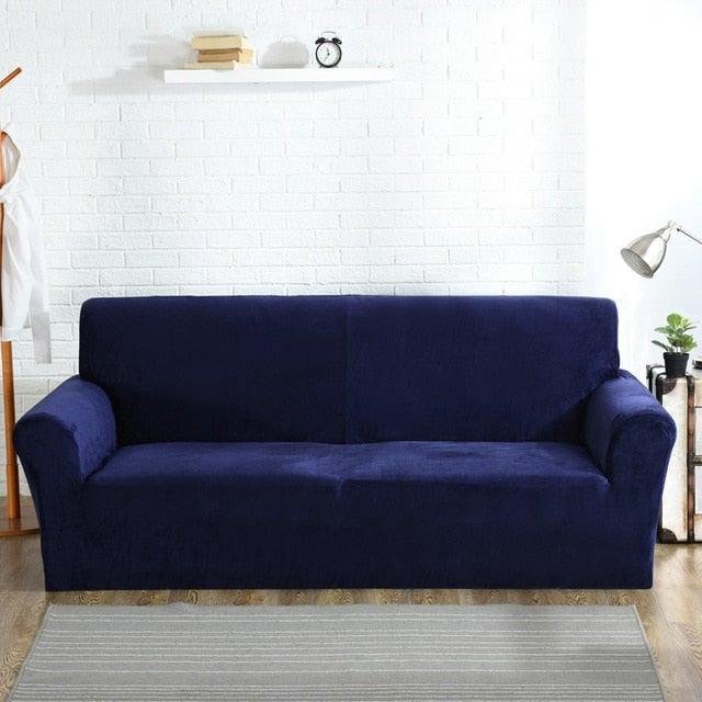 High Quality Velvet Plush Sofa Cover for Living Room Sectional Couch Cover Elastic Case Sofa Slipcover Stretch 1/2/3/4 Seater Velvet Sofa Couch Furniture Protector Soft Anti-Slip High Stretch