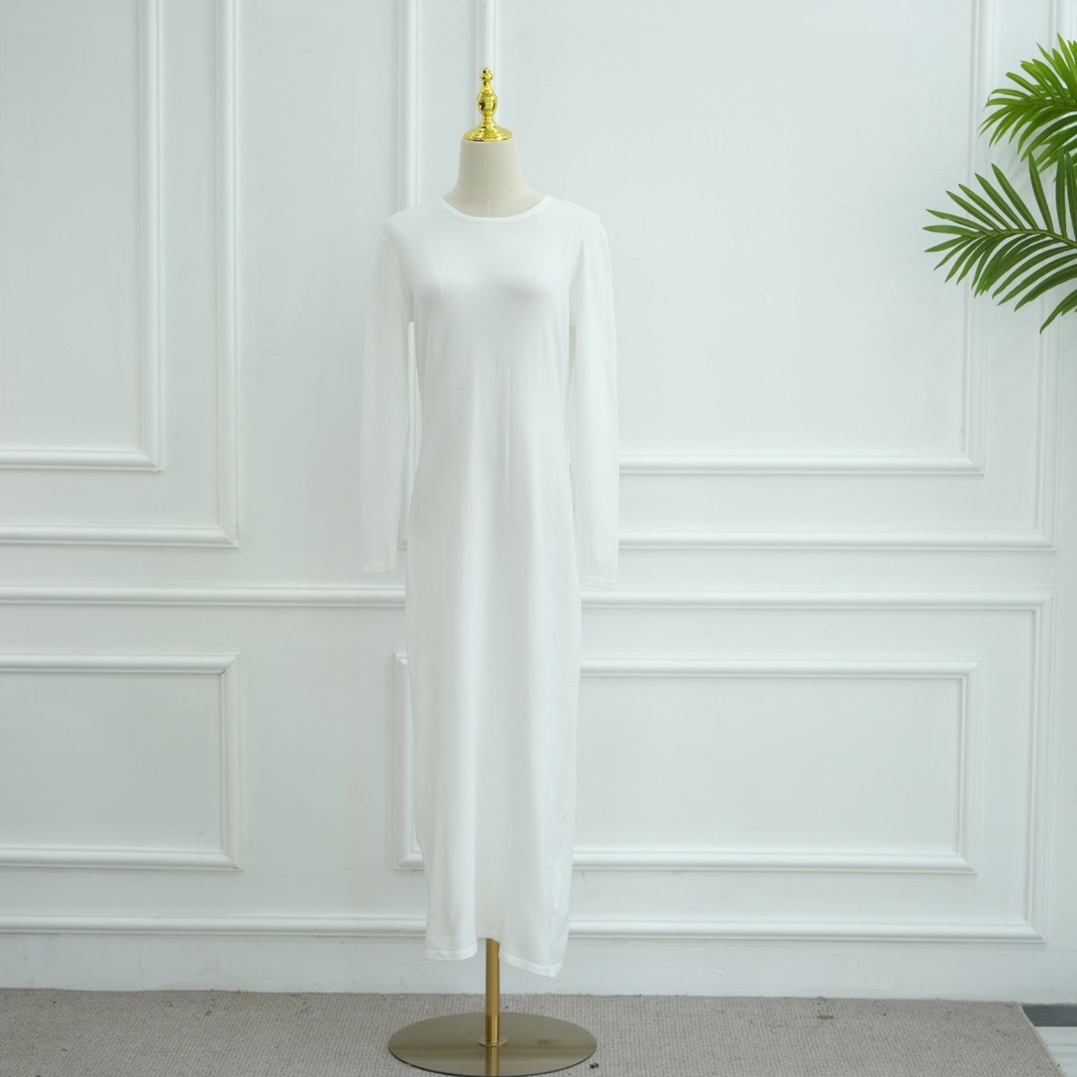 Hollow-Out Knit Open Abaya Cardigan with Waist Belt(MOA315)