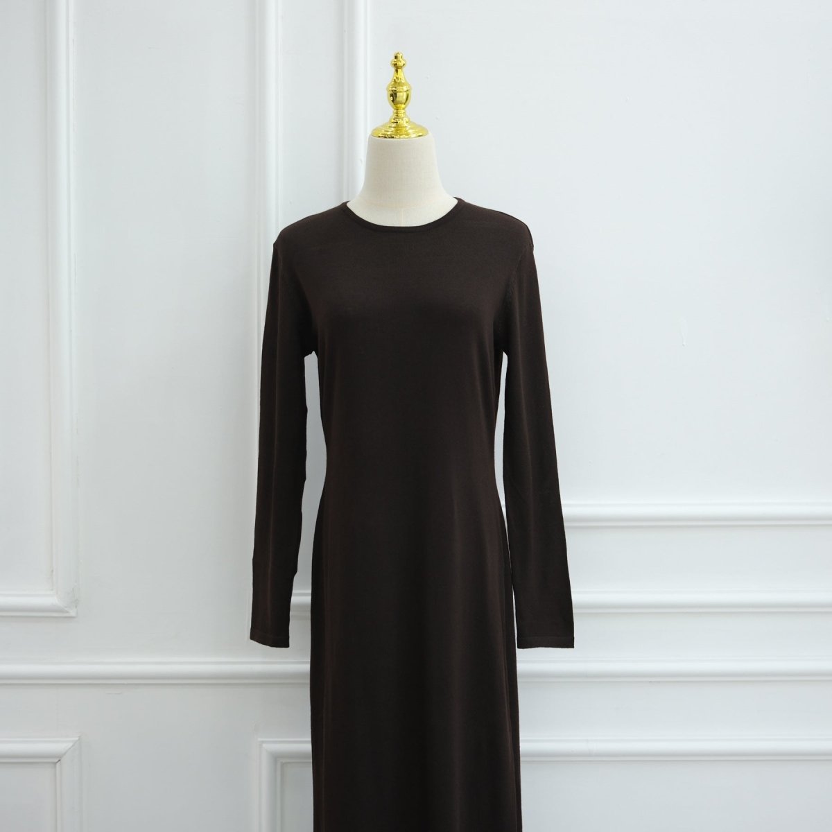 Hollow-Out Knit Open Abaya Cardigan with Waist Belt(MOA315)