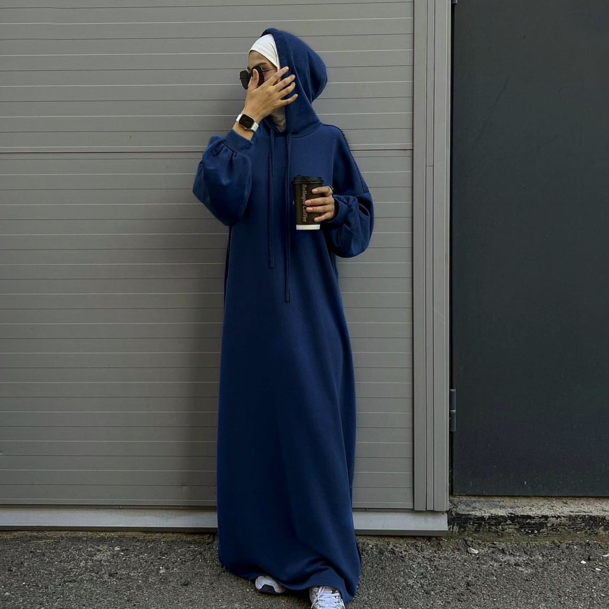 Hooded Sweatshirt Abaya | Hoodie Abaya With Pockets (MA125)