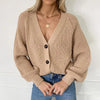 Hot Look Stylish Women's Knitted Cardigans Sweater Fashionable Autumn Long Sleeve Loose Coat Casual Button Thick V Neck Solid Female Tops
