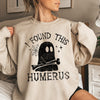 Humerus Ghost Halloween Skeleton Spirit Emblem Vintage Themed Print Haunted Night Artwork Sweatshirt