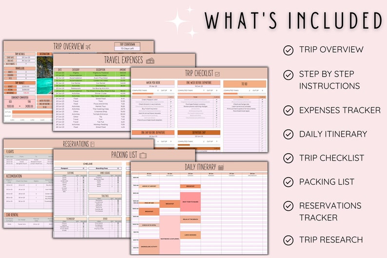 Travel Planner Digital Travel Planner for Travel Itinerary Digital Holiday Planner Holiday Itinerary Travel Organizer Travel Budget Excel