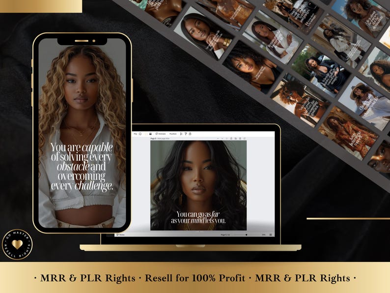 Luxury Melanin Instagram Stories: 50 Motivational Templates (MRR/PLR)