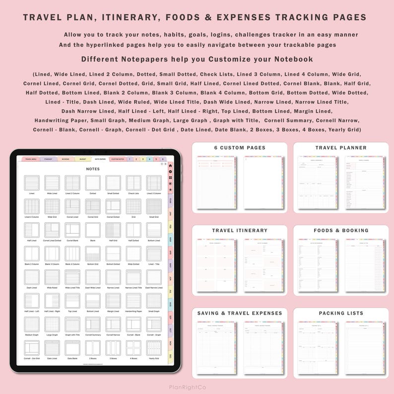 Digital Travel Planner, Travel Journal, Trip Planner, Vacation Planner, Travel Organizer, Holiday Planner, GoodNotes Planner, Packing List