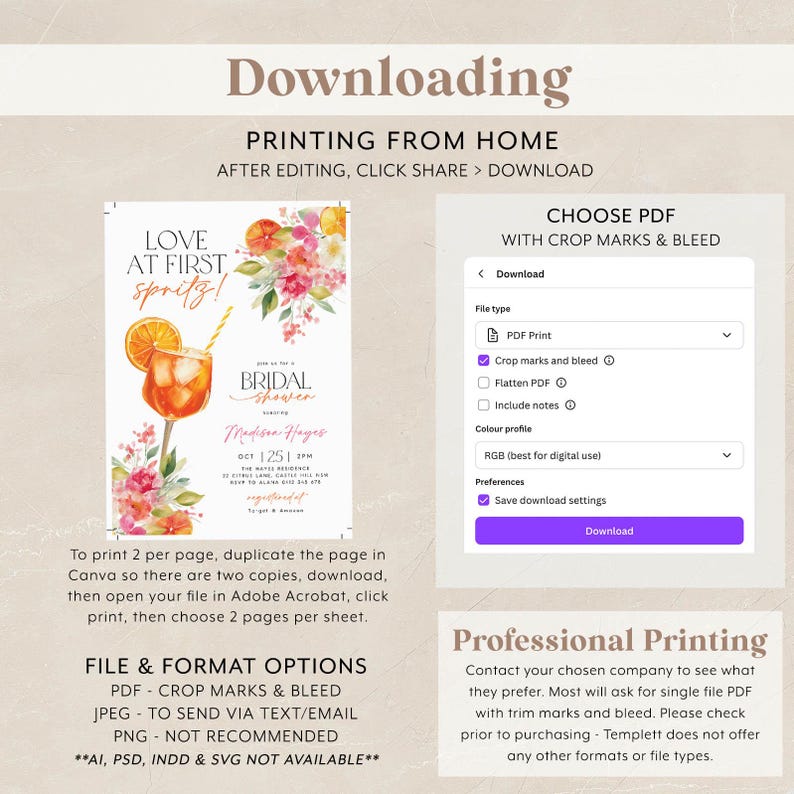 Love at First Spritz Bridal Shower Invitation, Aperol Spritz Bridal Shower Invite, Citrus Bridal Brunch, Orange Bridal Shower Bright Florals