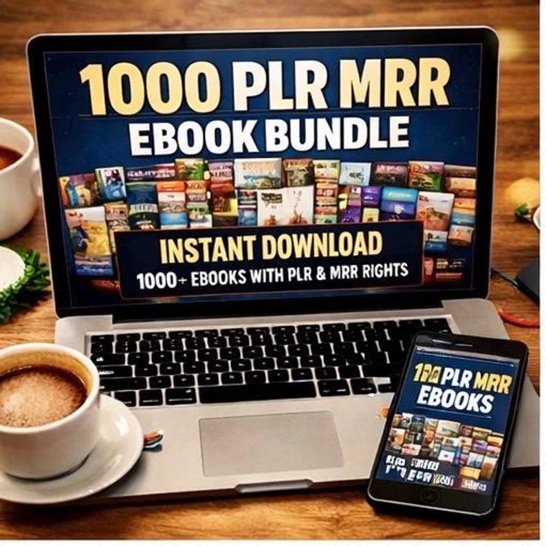 1000 PLR MRR Ebook Bundle, Resellable Digital Products (Instant Download)