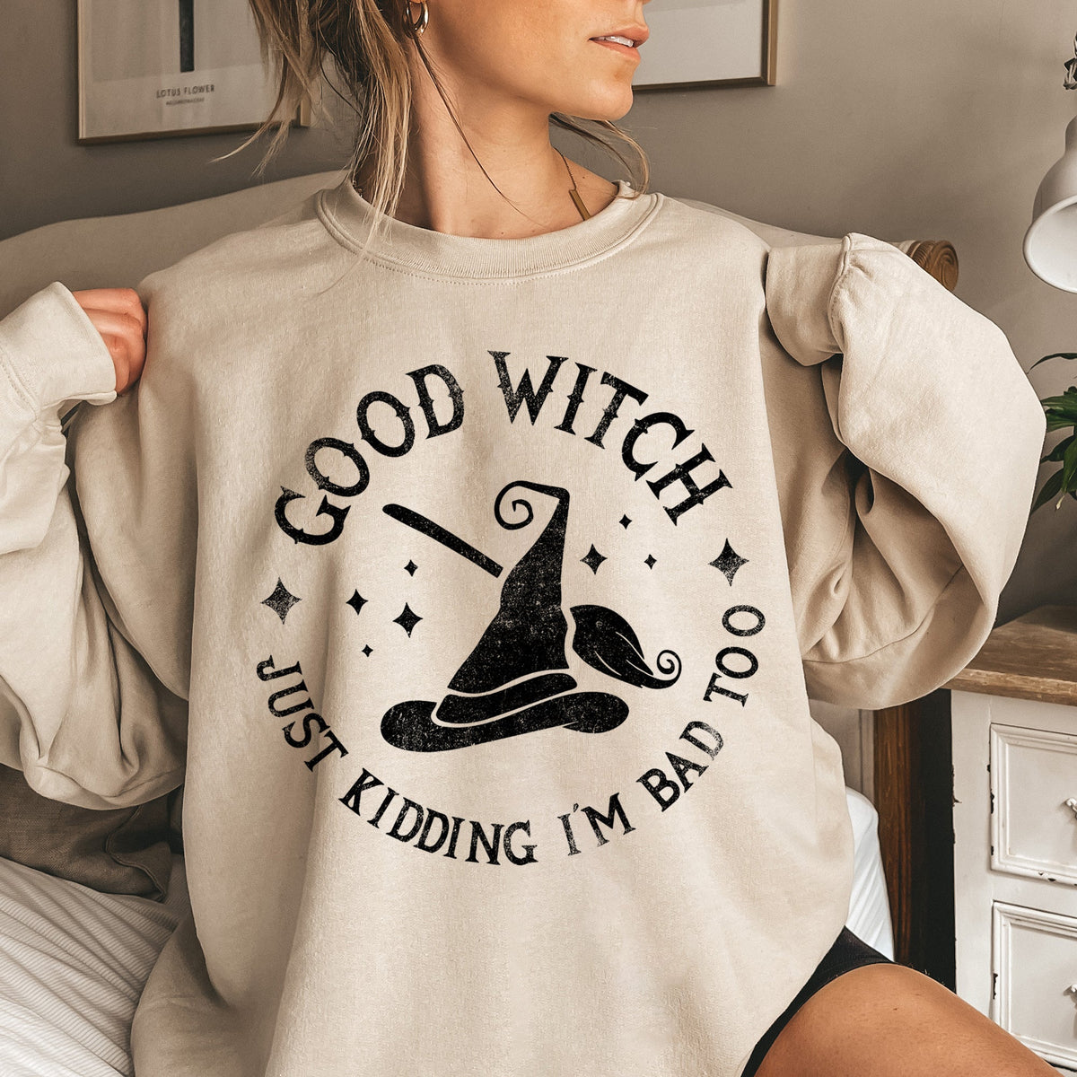 Good Witch Halloween Spirit Graphic With Soft Brushed Fleece For Cozy Comfort Sweatshirt