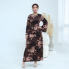 Ink Floral Satin Maxi Dress(MA434)