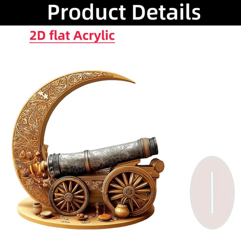 Islamic Crescent with Islamic Motifs Acrylic Desktop Ornament (MAC398)