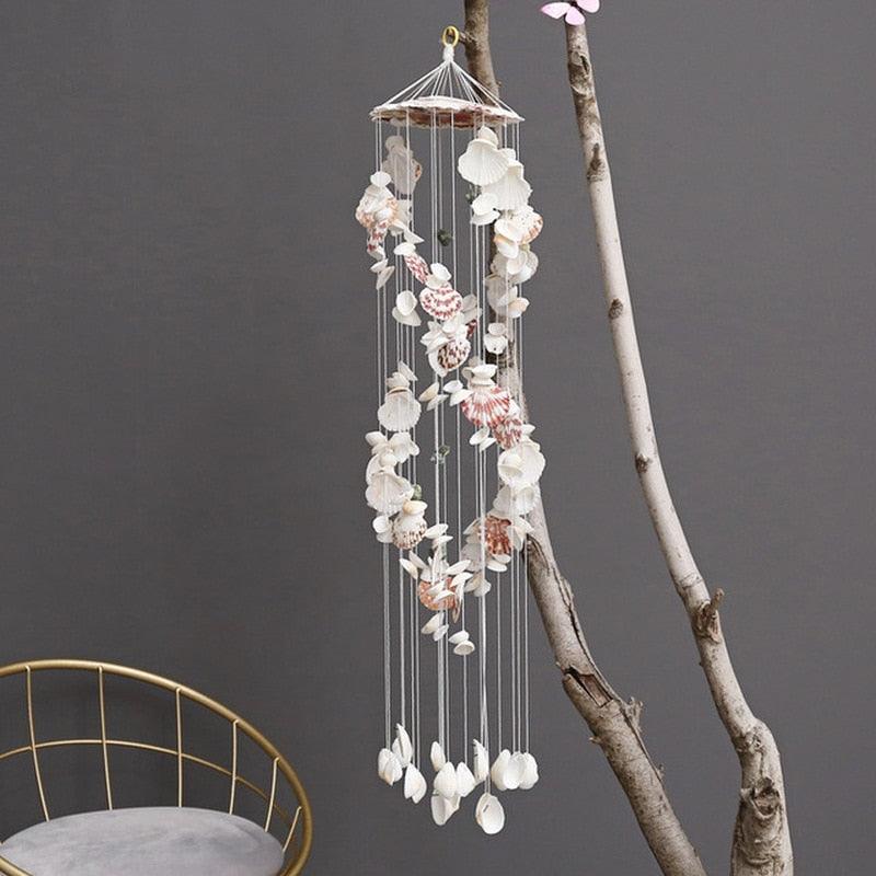 Japanese Wind Chimes Bells Hanging Ornaments Mobile Portable Waterproof Outdoor Wind-chime Mediterranean Style Home Garden Yard Decoration Natural Shell Wind Chimes Birthday Gifts
