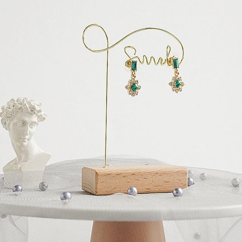 Jewelry Organizer Wooden Rack Bracelet Earring Holder Display Decoration Stand Earring Support Display Decoration Rack Small Jewelry Display Holder T-Shaped Iron Fashion Home Bracelet Pendant Jewelry Storage Shelf Stand for Woman Girls