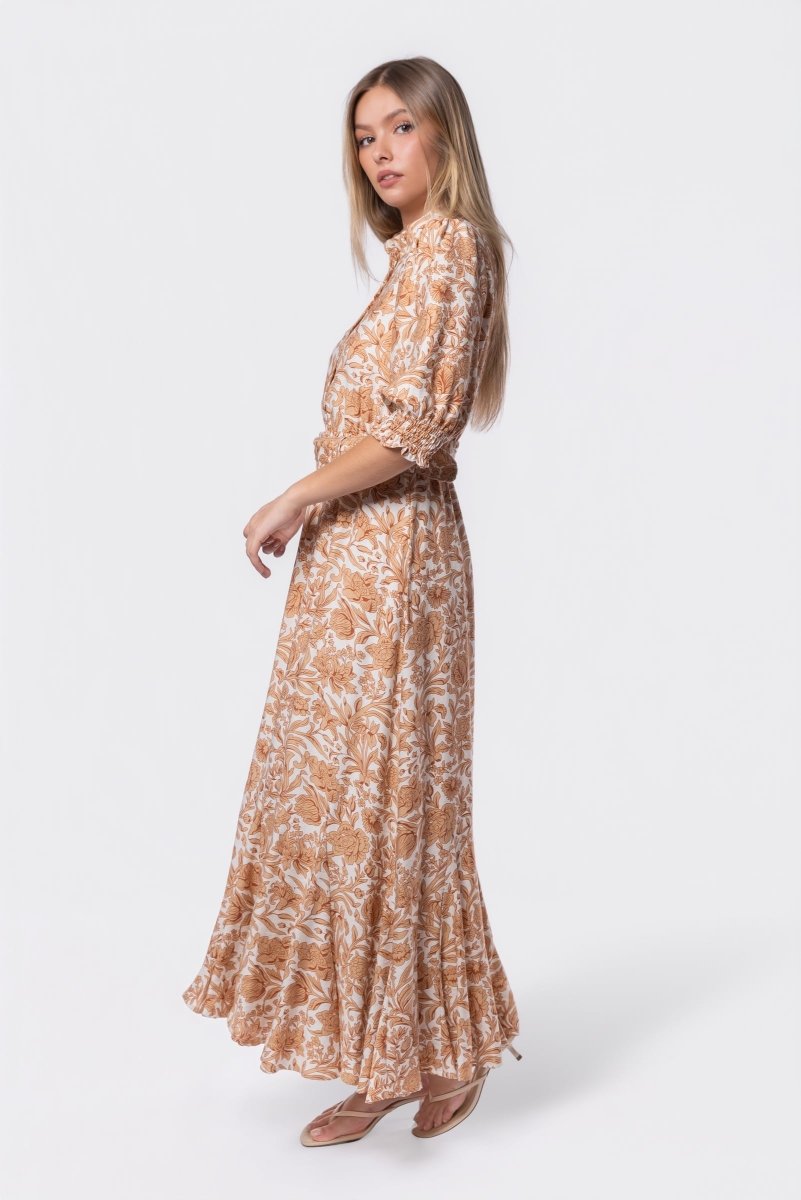 Karen Dress (White/Khaki)