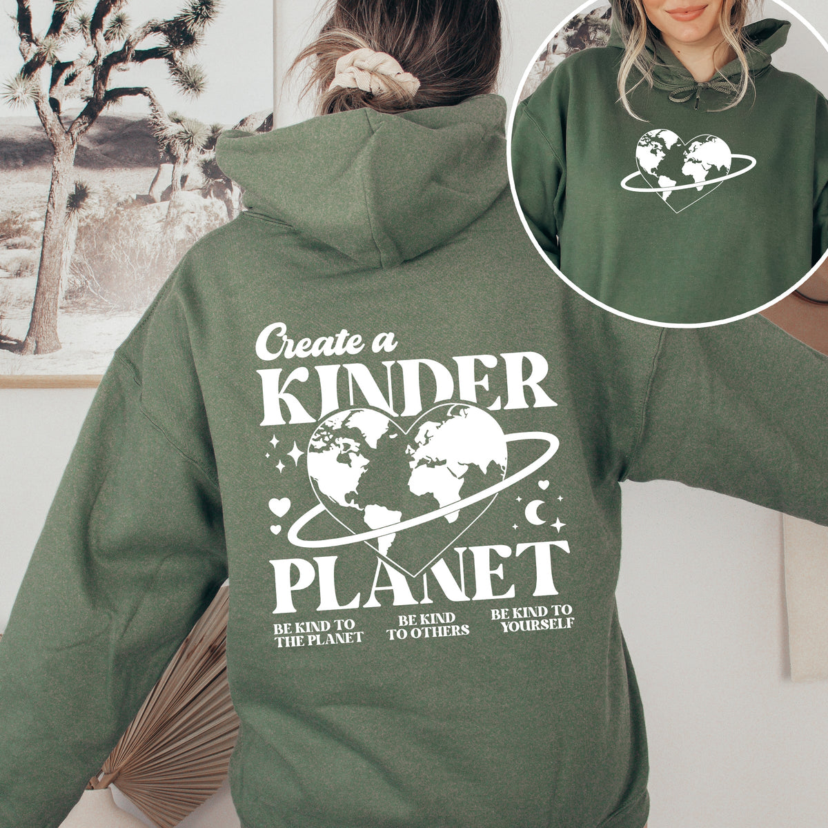 Create A Kinder Planet Environment Positivity Kindness Mental Health Hooded Sweatshirt