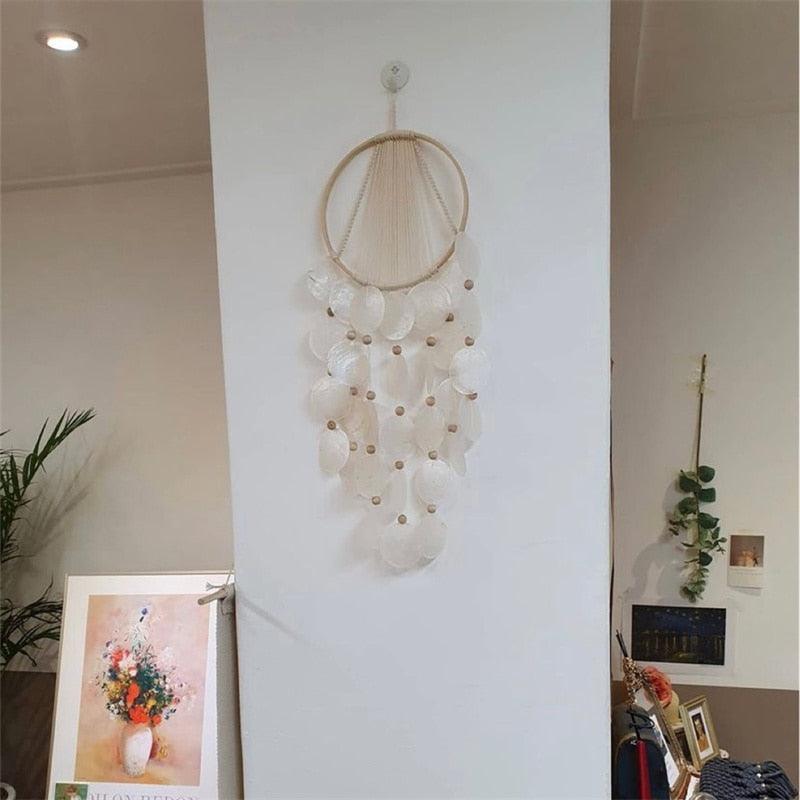Korean Style Home Shell Melodious Sound Wind Chime Room Decoration Ornaments Nordic Hanging Wind Bells Wall Pendant For Home Office Kids Room Nursery Decor Gifts Photography Hanging Wind Chimes