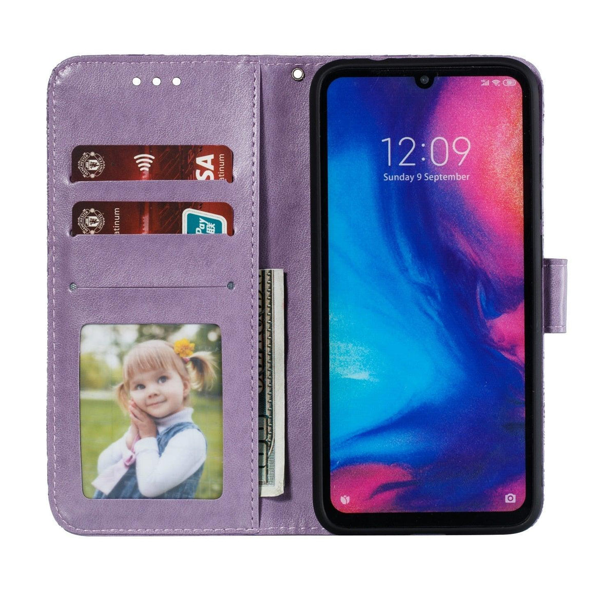 Lace Flower Leather Wallet Case For Xiaomi Redmi Note 11 10 Pro 7 6 8 8t Redmi 10c 10a A1 9t 7a 8a 9c 9a Case Mi A3 A2 Lite 9 Phone Case Premium Pu Leather Flip Cover With Card Holder Feature Protective Cover
