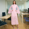 Lace Stand Collar Bell Sleeve Maxi Dress (MS395)